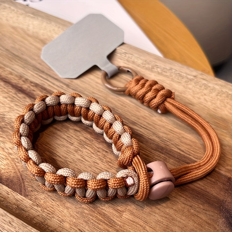 New Travel Mobile Phone Lanyard Adjustable Wrist Short Pure Hand-woven Simple Anti-theft and Drop Color Matching Thickened Metal Solid Clip Style Pet Camera Shell Universal CCD